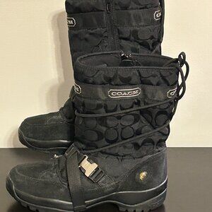 Womens COACH Sela Sz 8.5 Black Signature Insulated Vibram Sole Winter Snow Boots